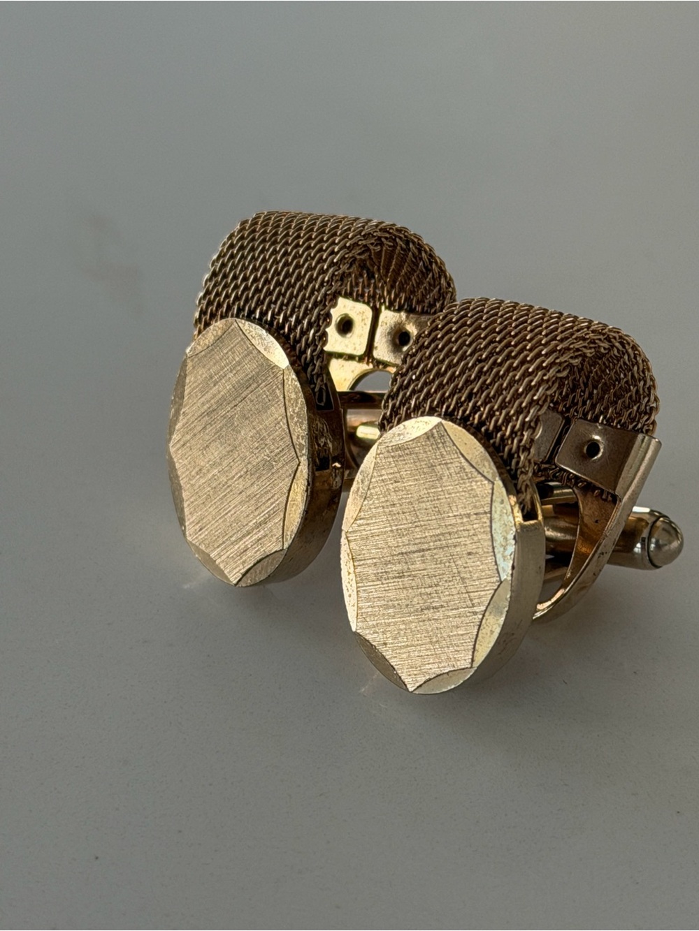 Gold-Tone Men’s Mesh Cufflinks - Classic Octagon Face